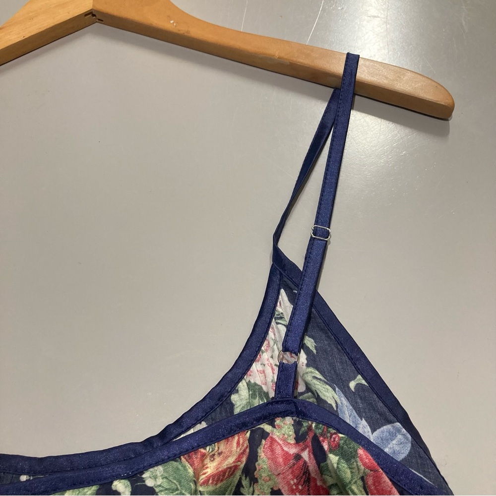 Floral Print Cotton Papinelle Chemise - Navy and Pink XL - Picture 11 of 13